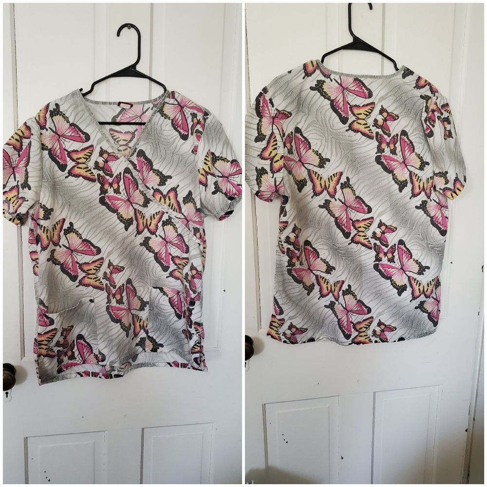 Butterfly theme scrub top